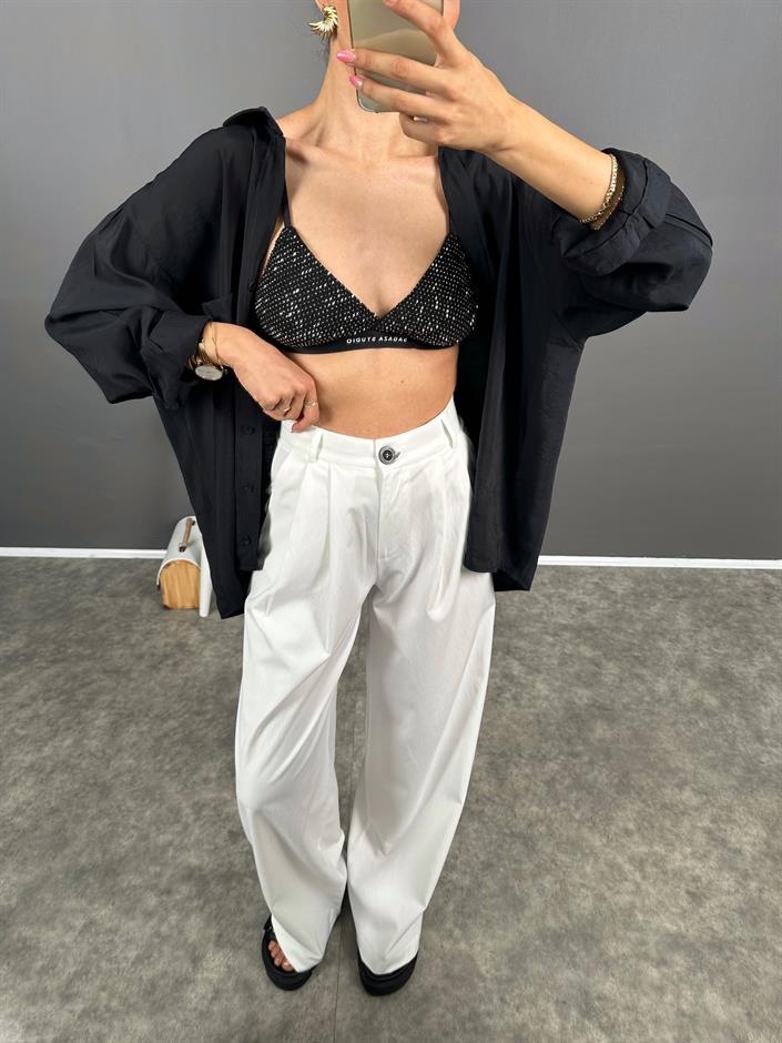 Avis Beyaz Poliviskon Bol Paça Pantolon