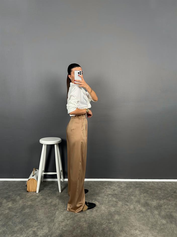 Rita Vizon Beli Lastikli Cep Detaylı Saten Pantolon