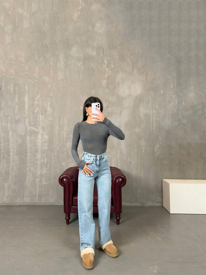 Cora Yıkamalı Mavi ZR Model Wide Leg Jean