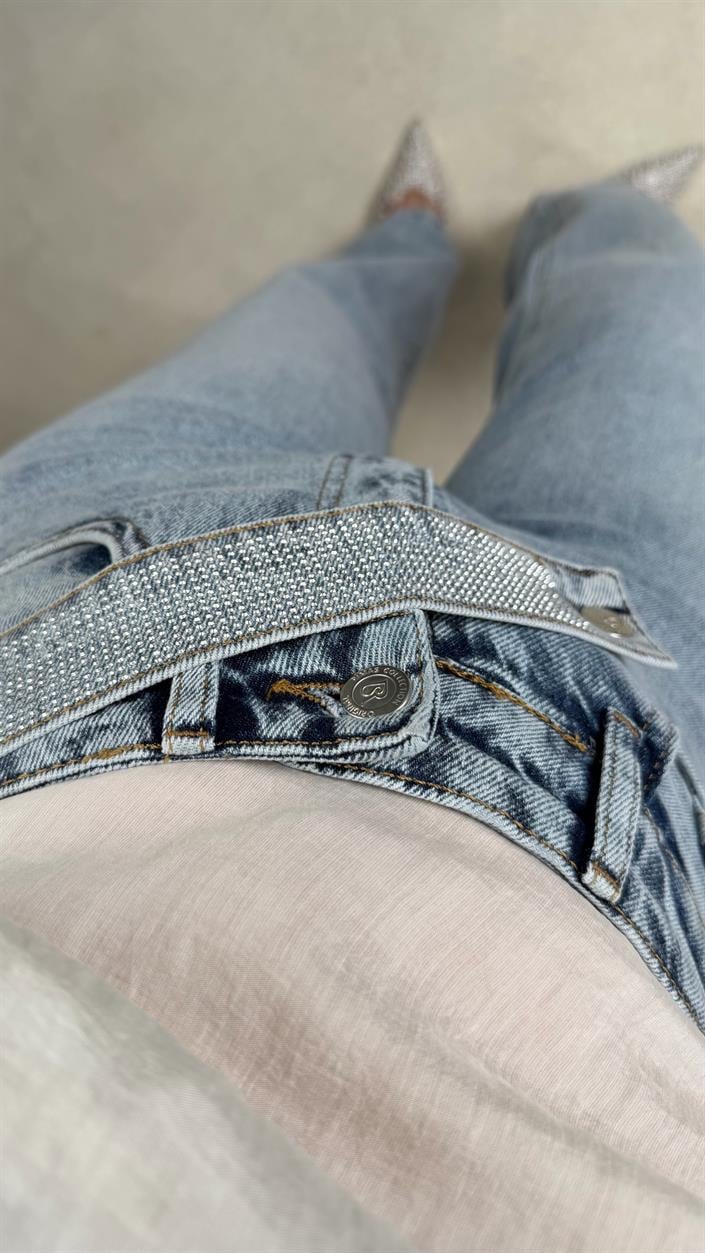 Mavi Taş Kemer Detaylı Premium Jean GAUS-01299