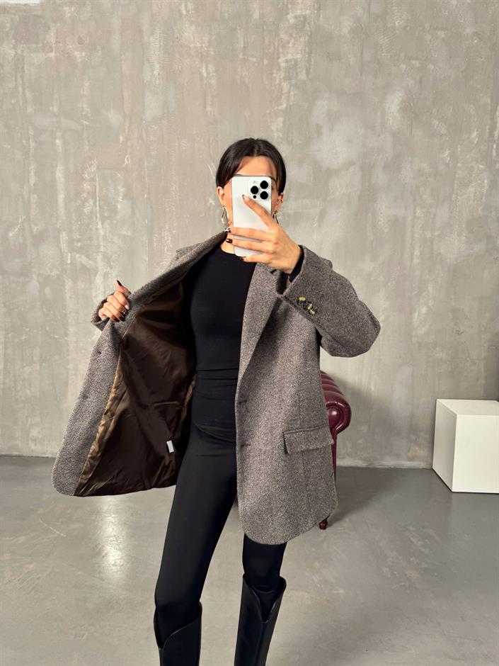 Dany Vizon Astarlı Kaşe Blazer Ceket