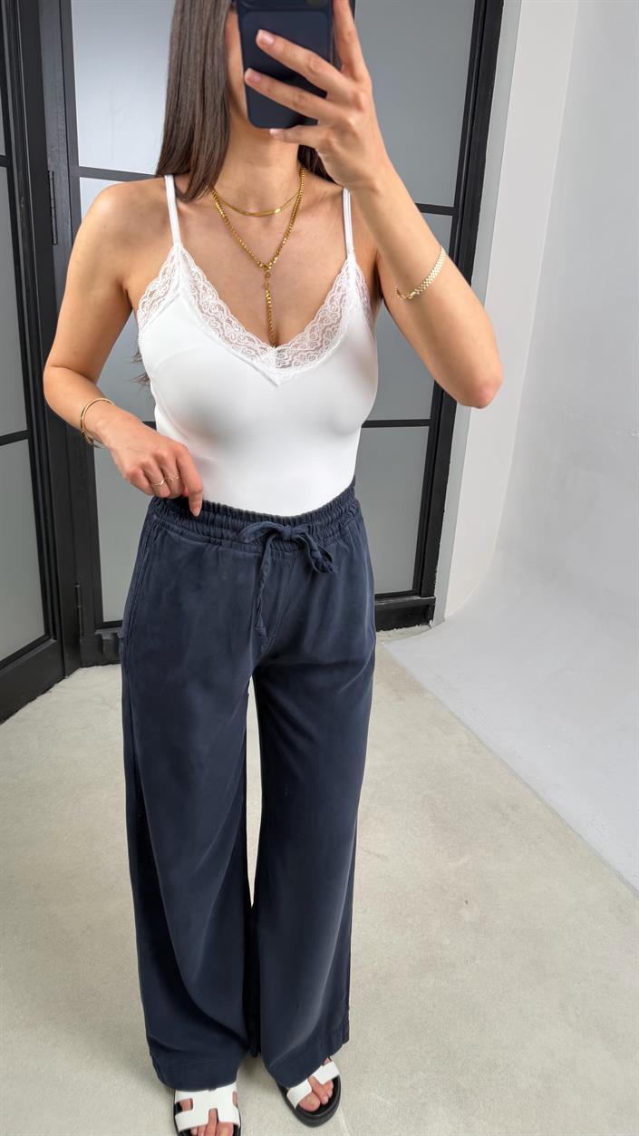 Lacivert Beli Lastikli Tencel Denim Pantolon GAUS-01474