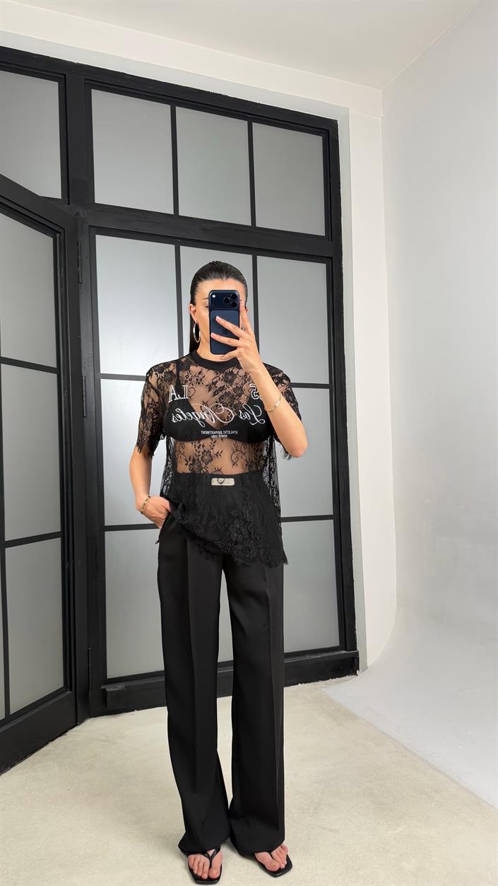 Siyah Beli Lastikli Pantolon GAUS-01387