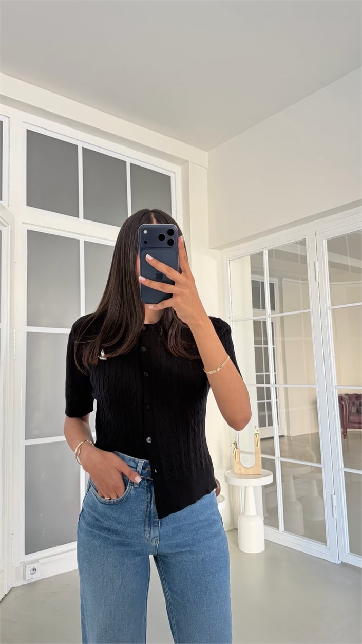 Siyah Muadil Triko Bluz GAUS-02088