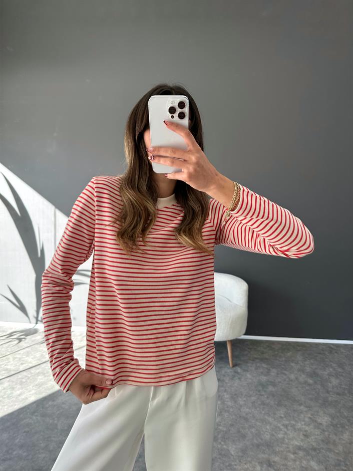 Co Kırmızı Çizgili Sweat 