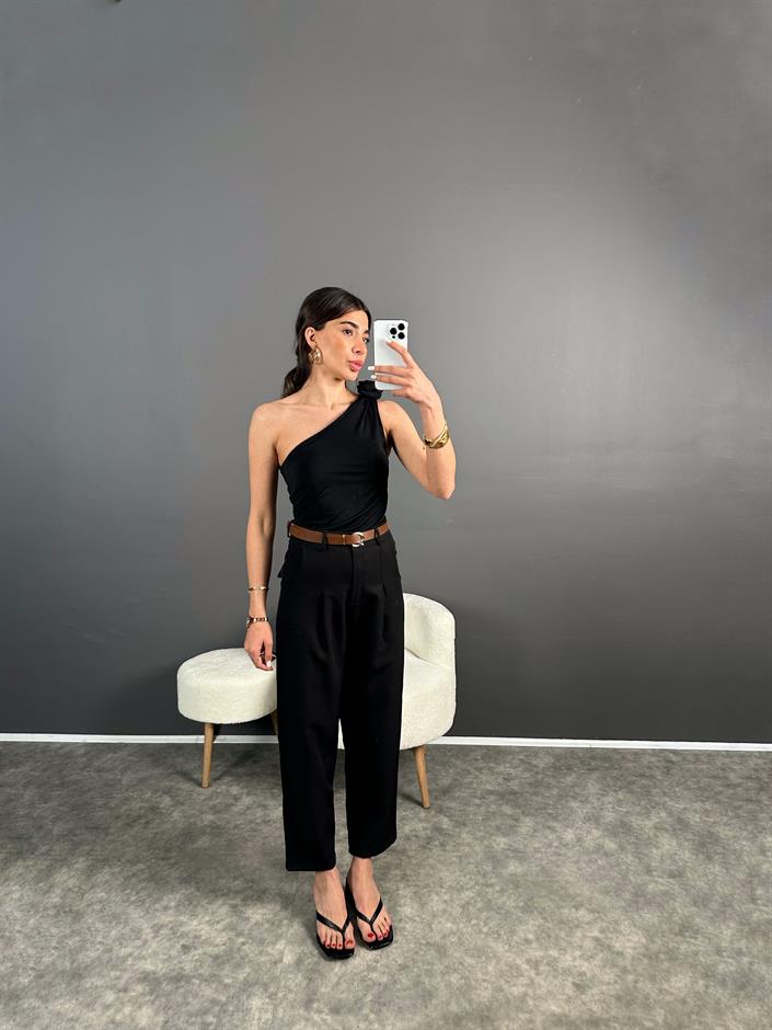 Siyah ZR Muadil Kemerli Pantolon 