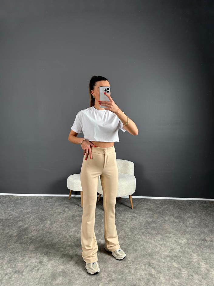 Penny Taş Yüksek Bel Kanca Düğmeli İspanyol Pantolon