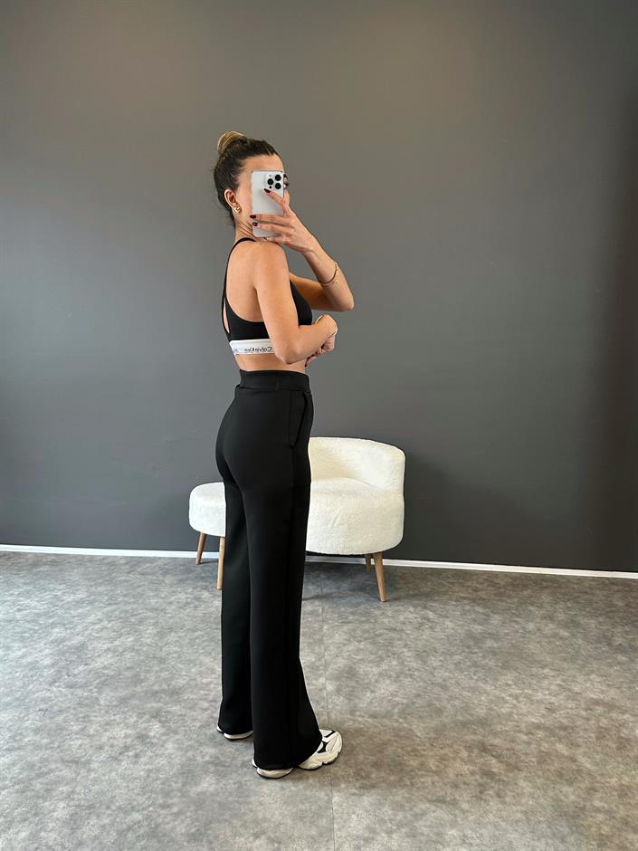 Sofy Siyah Model Scuba Palazzo Pantolon 