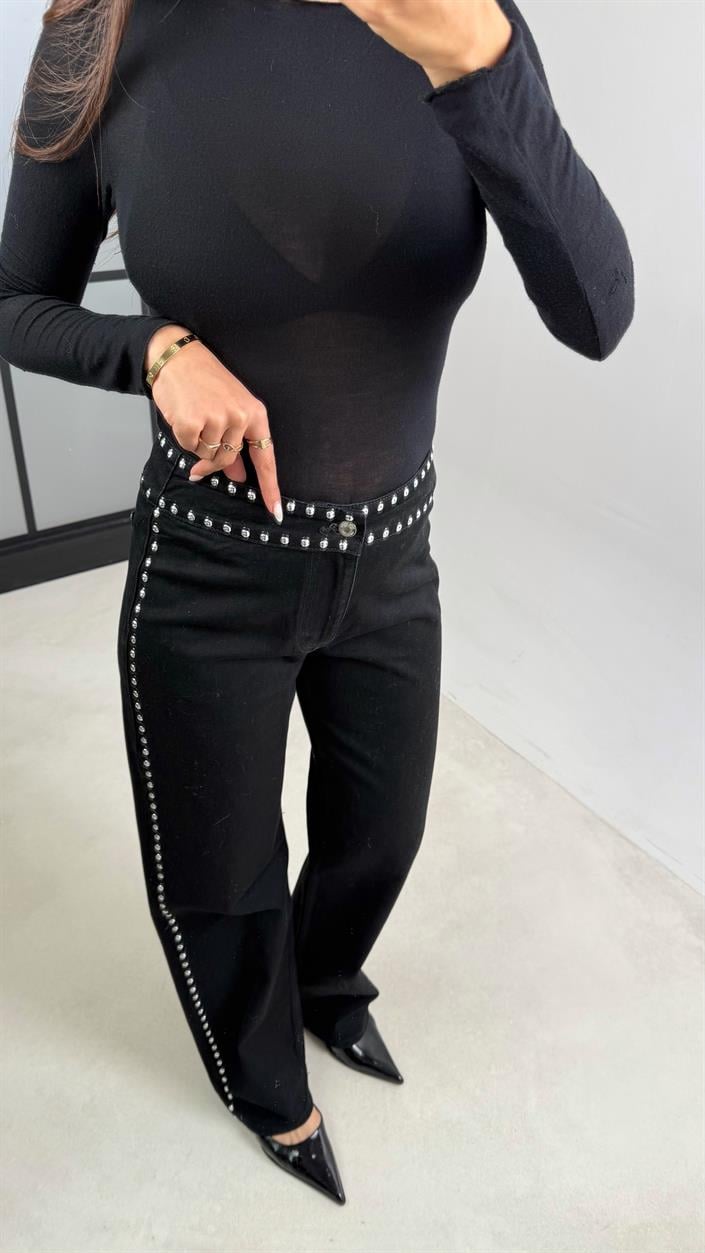 Siyah Zımba Detaylı Jean GAUS-00459