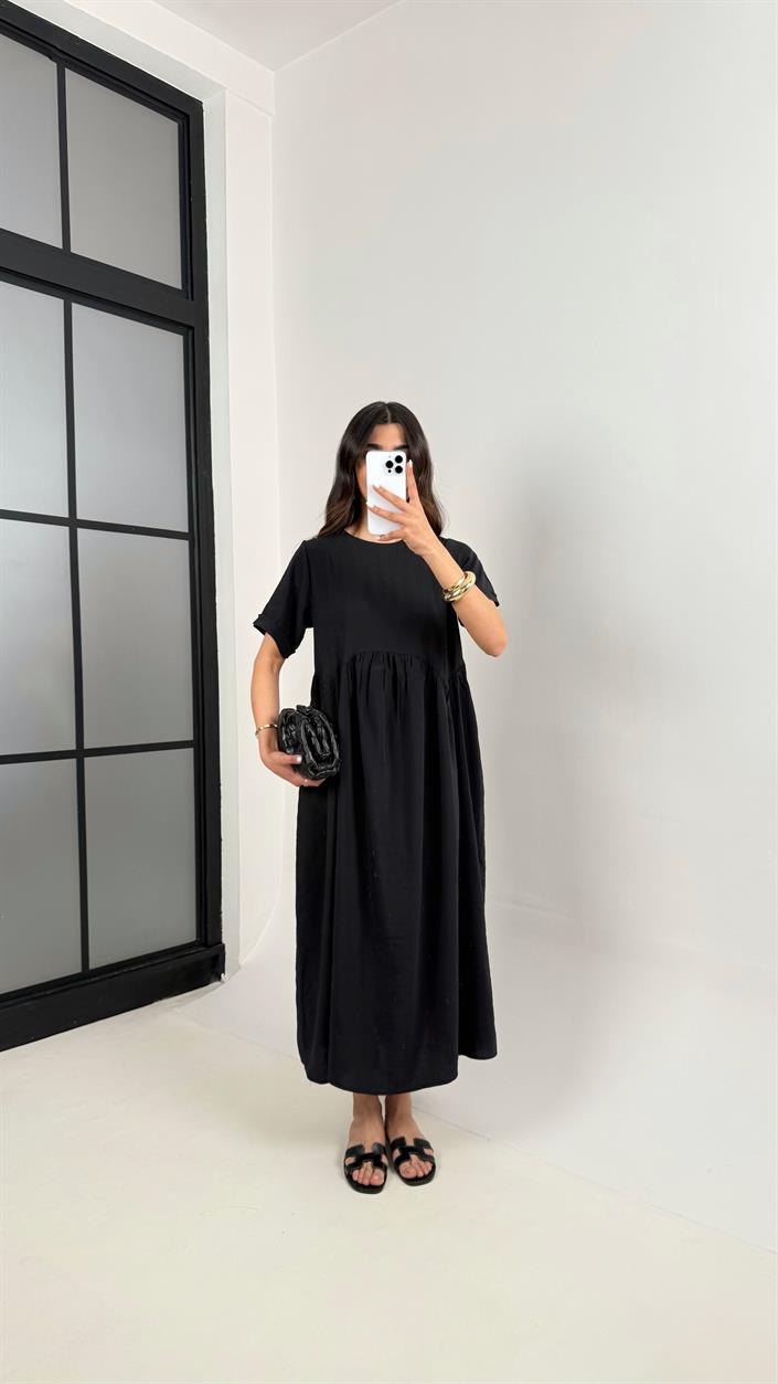 Siyah Altı Balon Tencel Pinterest Elbise Gaus00388