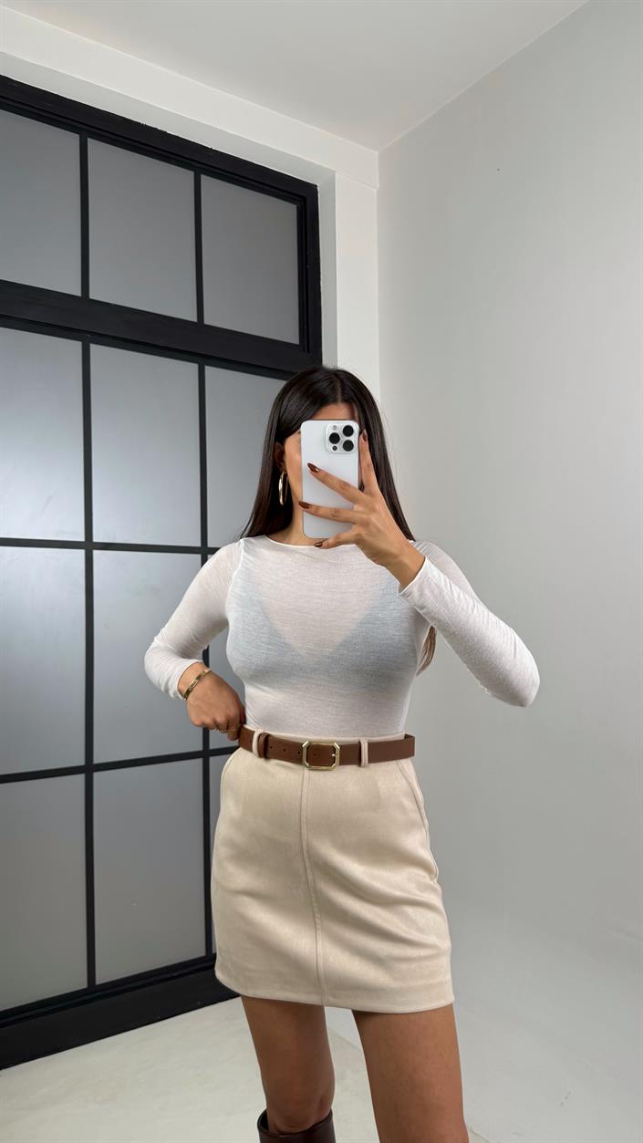 Taş Kemerli Süet Şort Etek GAUS-00169