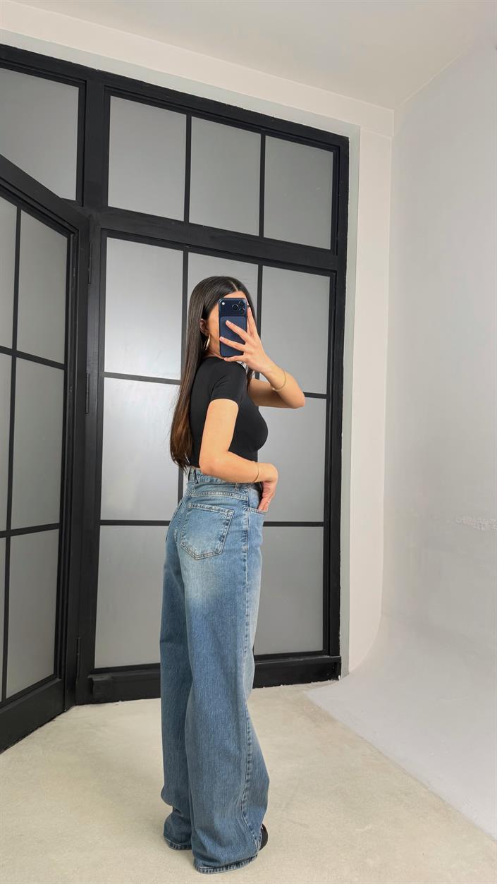 Mavi Yüksek Bel Straight Jean GAUS-01304