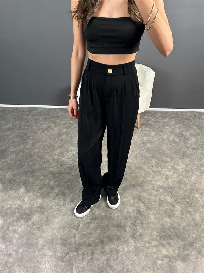 Oreo Siyah Premium Oversize Gold Düğmeli Ceket Pantolon İkili Takım 