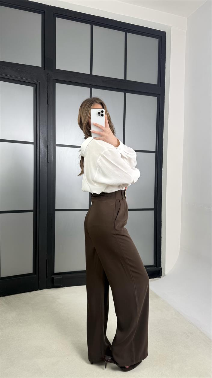 Acı Kahve Gold Toka Detaylı Pantolon GAUS-01168