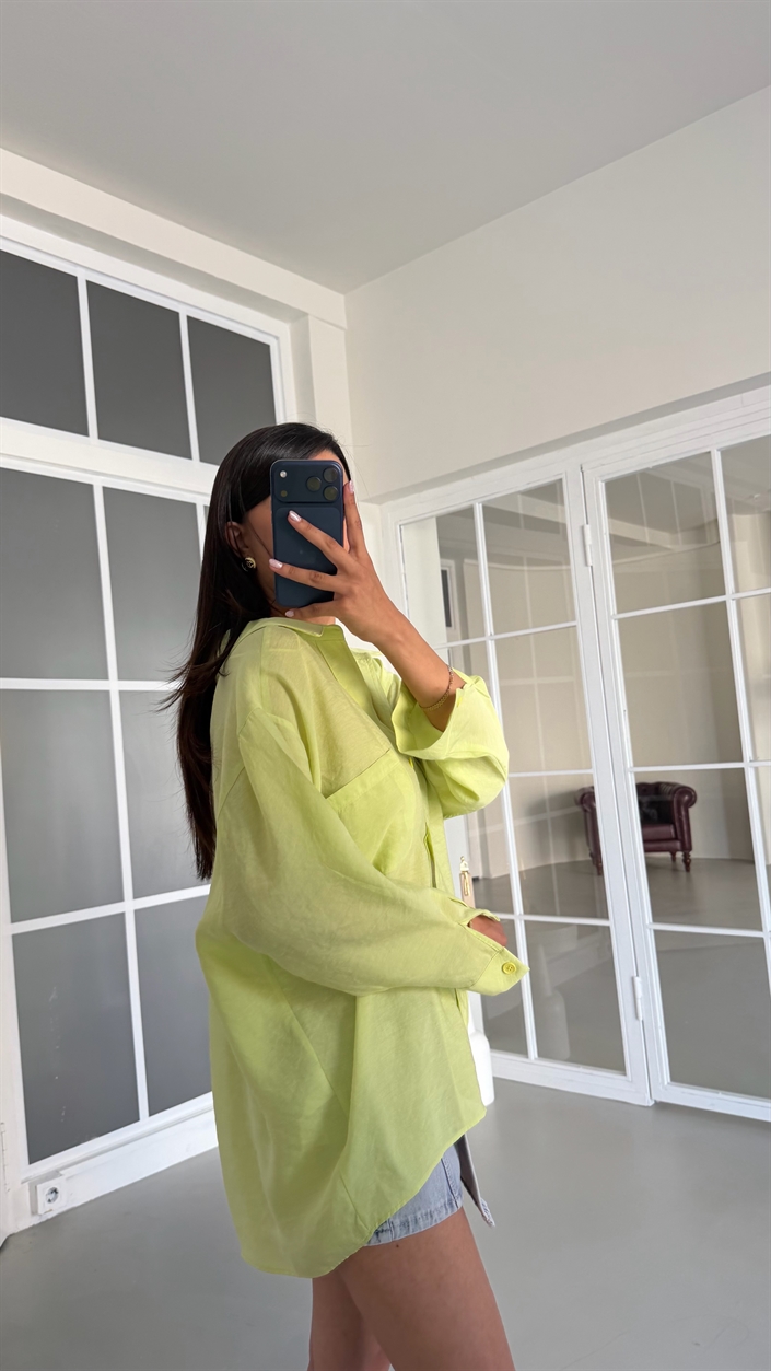 Sarı Oversize Tencel Gömlek GAUS-01698