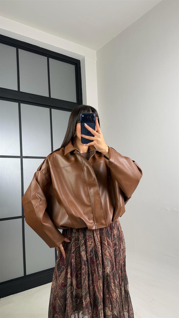 Taba Astarlı Deri Bomber Ceket GAUS-01082