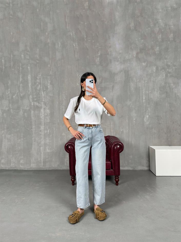 Ceremi Açık Mavi Mom Jean