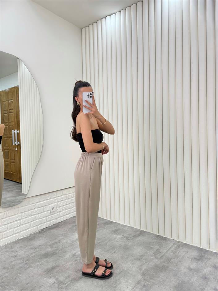Taş Beli Lastikli Cepli Harem Pantolon Gaus00308