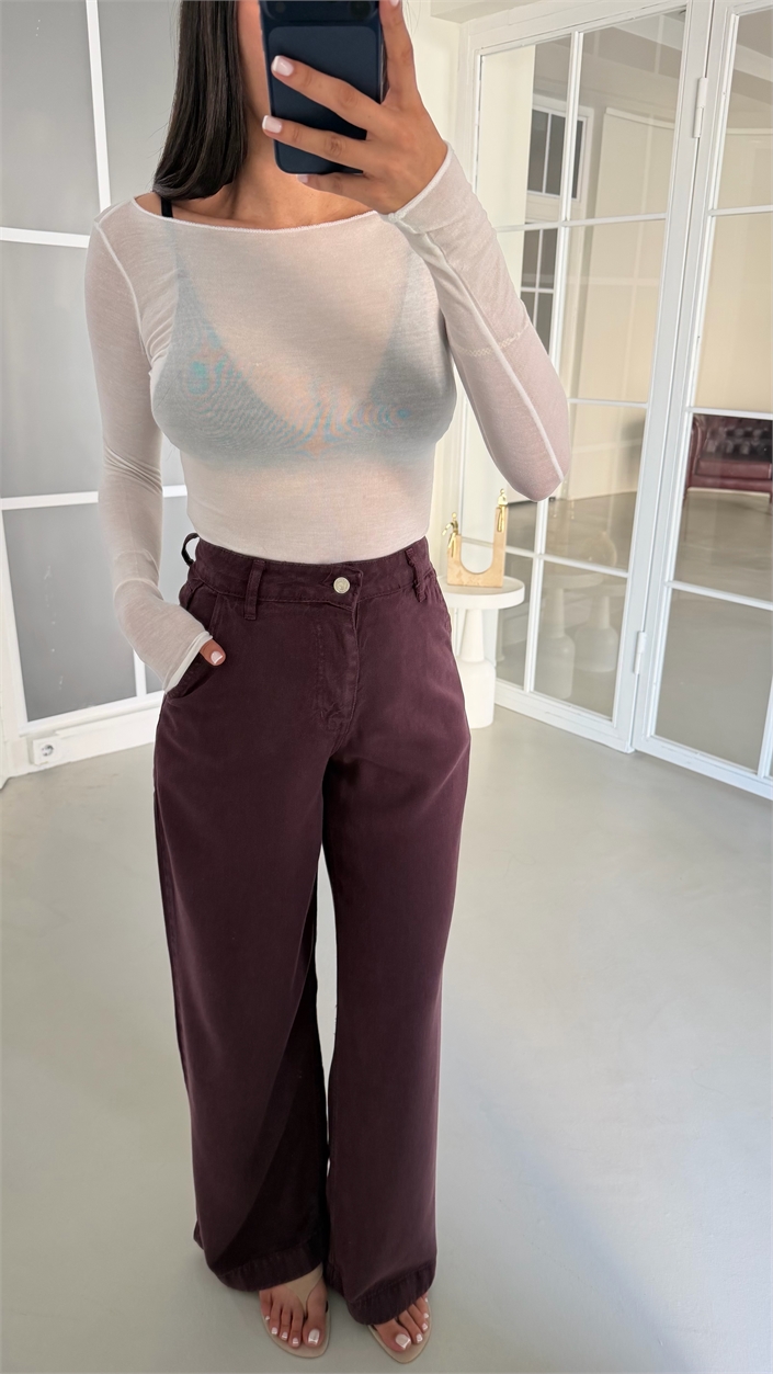 Mürdüm Yıkamalı Tencel Denim Pantolon GAUS-01786