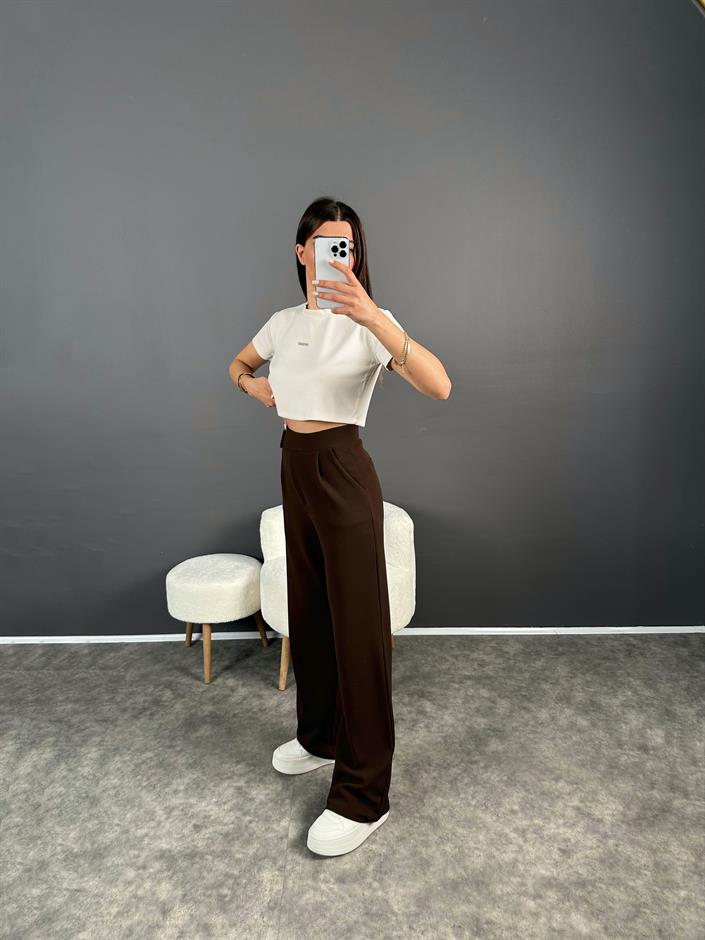 Riona Kahverengi Cırt Bantlı Pantolon