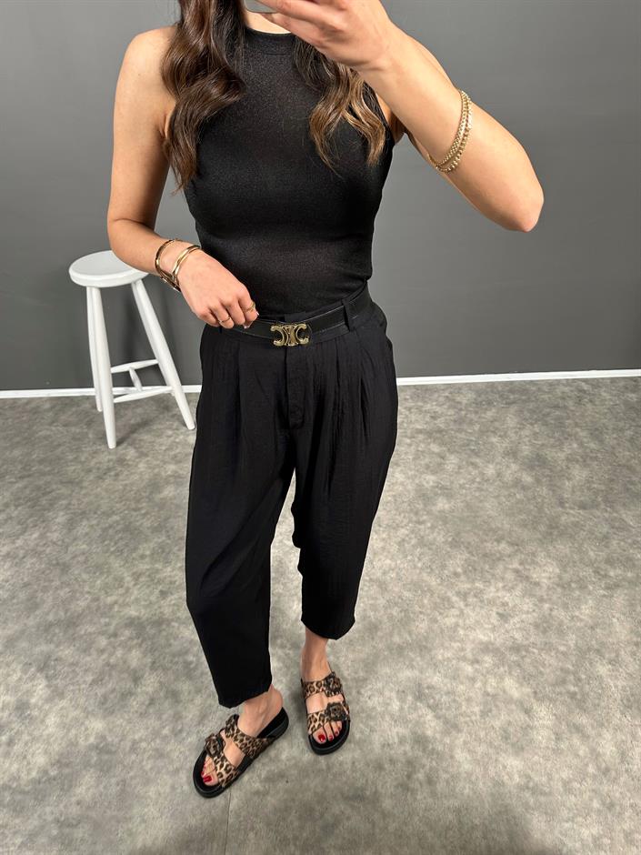 Wuud Siyah İthal Kumaş Şalvar Pantolon