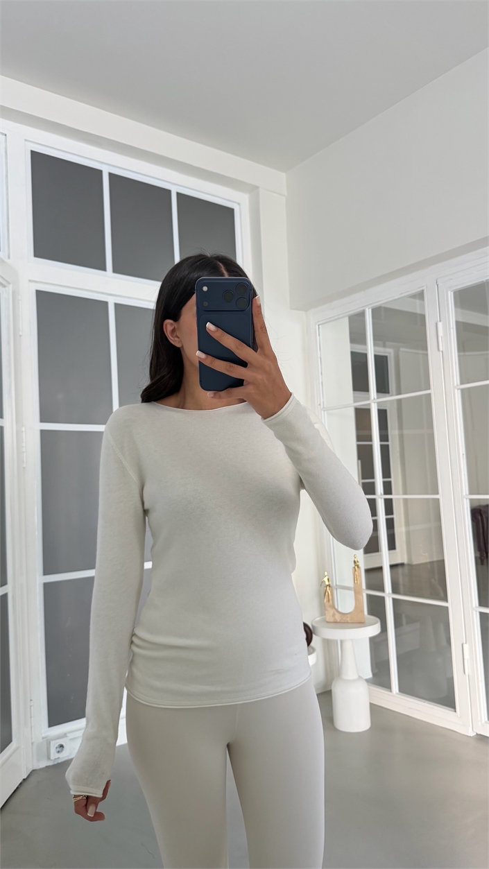 Ekru Kaşmir Dokulu Bluz GAUS-02166