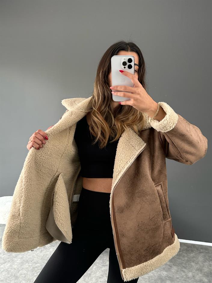 Rommy Premium Kahve Kürkü Mont