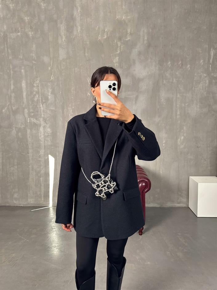 Dany Lacivert Astarlı Kaşe Blazer Ceket