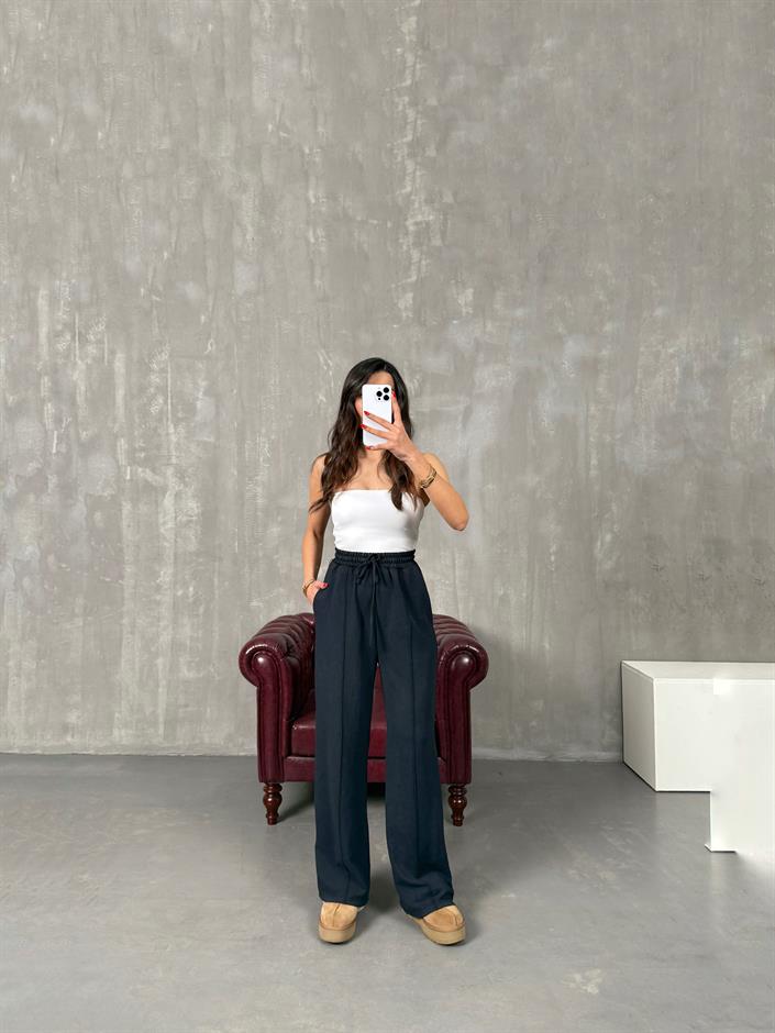 Vilde Siyah Çımalı Yıkamalı Oys Muadil Pantolon