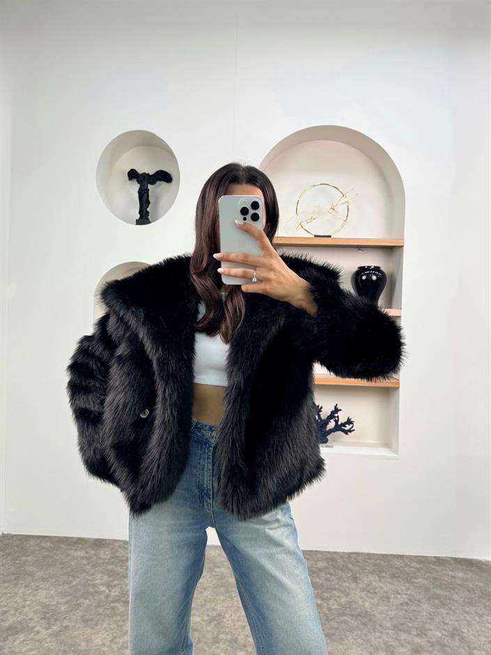 Tesia Siyah ZR Muadil Astarlı Kürk