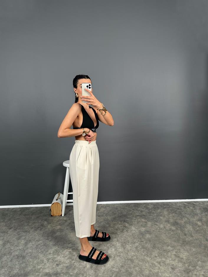 Buddle Taş Arkası Lastikli Rahat Kalıp Krep Pantolon