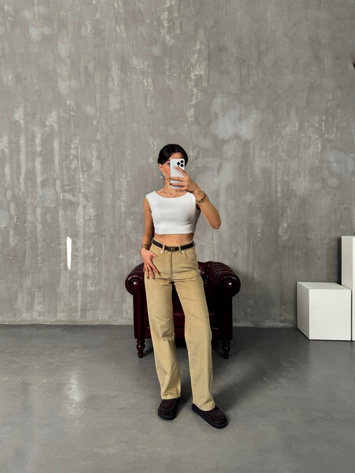 Romeo ZR Model Bej Kadife Pantolon