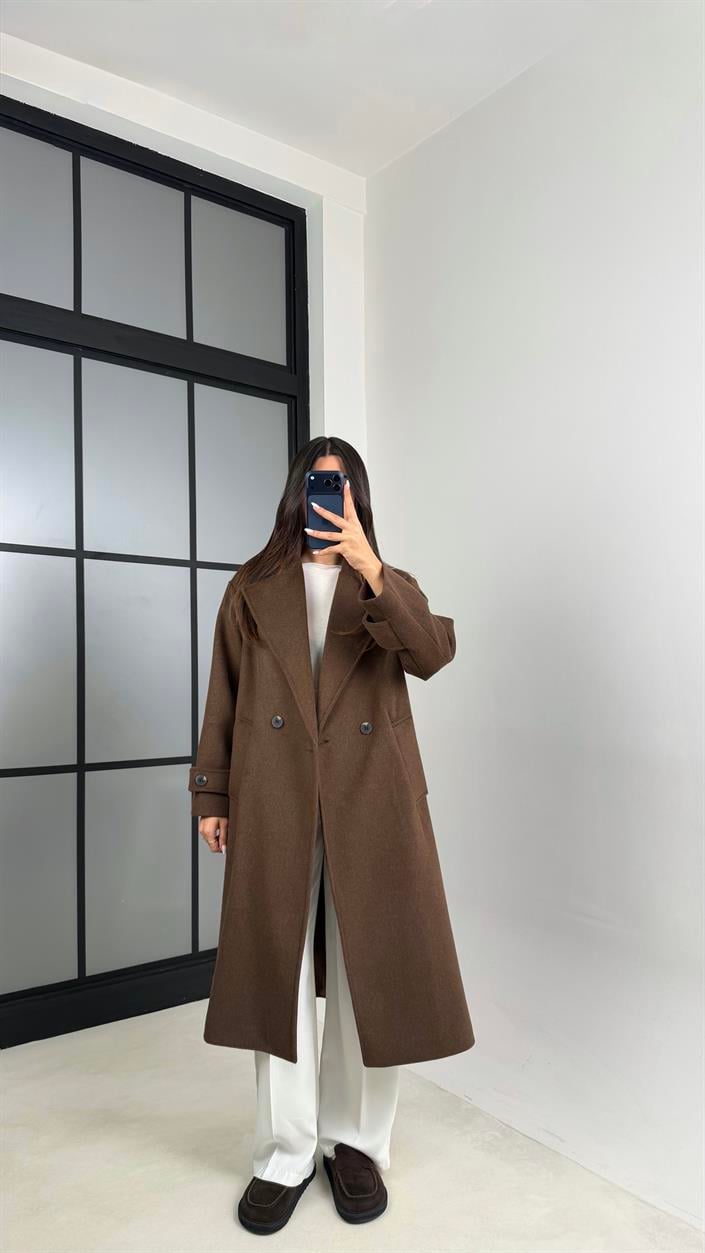 Kahve MD Muadil Astarlı Kaşe Kaban GAUS-00613