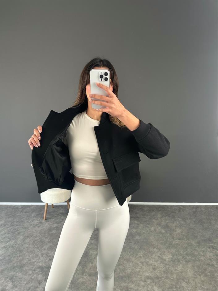 RD Siyah Bomber Kaşe Ceket 