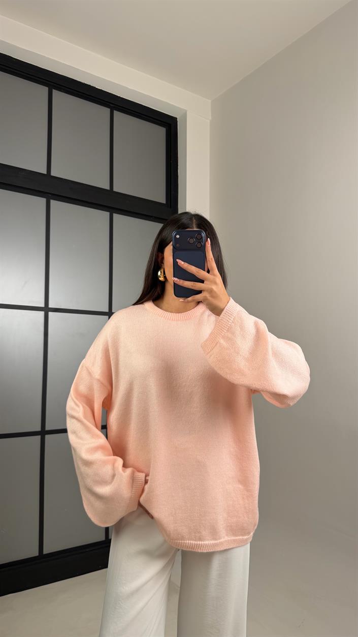 Pembe Bisiklet Yaka Pinterest Triko Kazak GAUS-00868