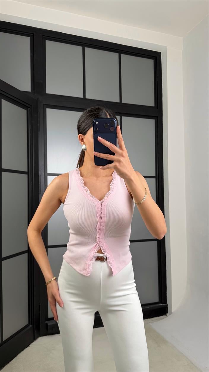 Pembe Dantel Detaylı Triko Atlet GAUS-01381