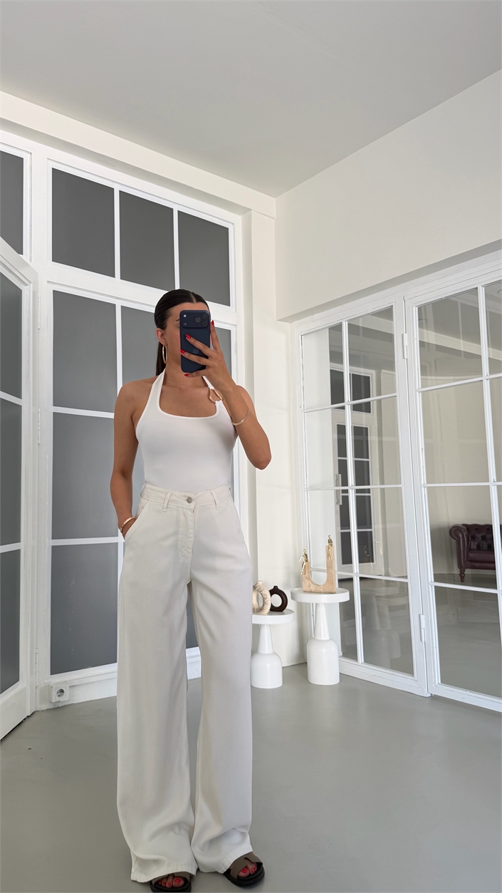 Ekru Yıkamalı Tencel Denim Pantolon GAUS-01786