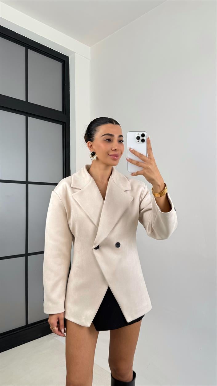 Taş Astarlı Vatkalı Süet Tasarım Ceket GAUS-0093