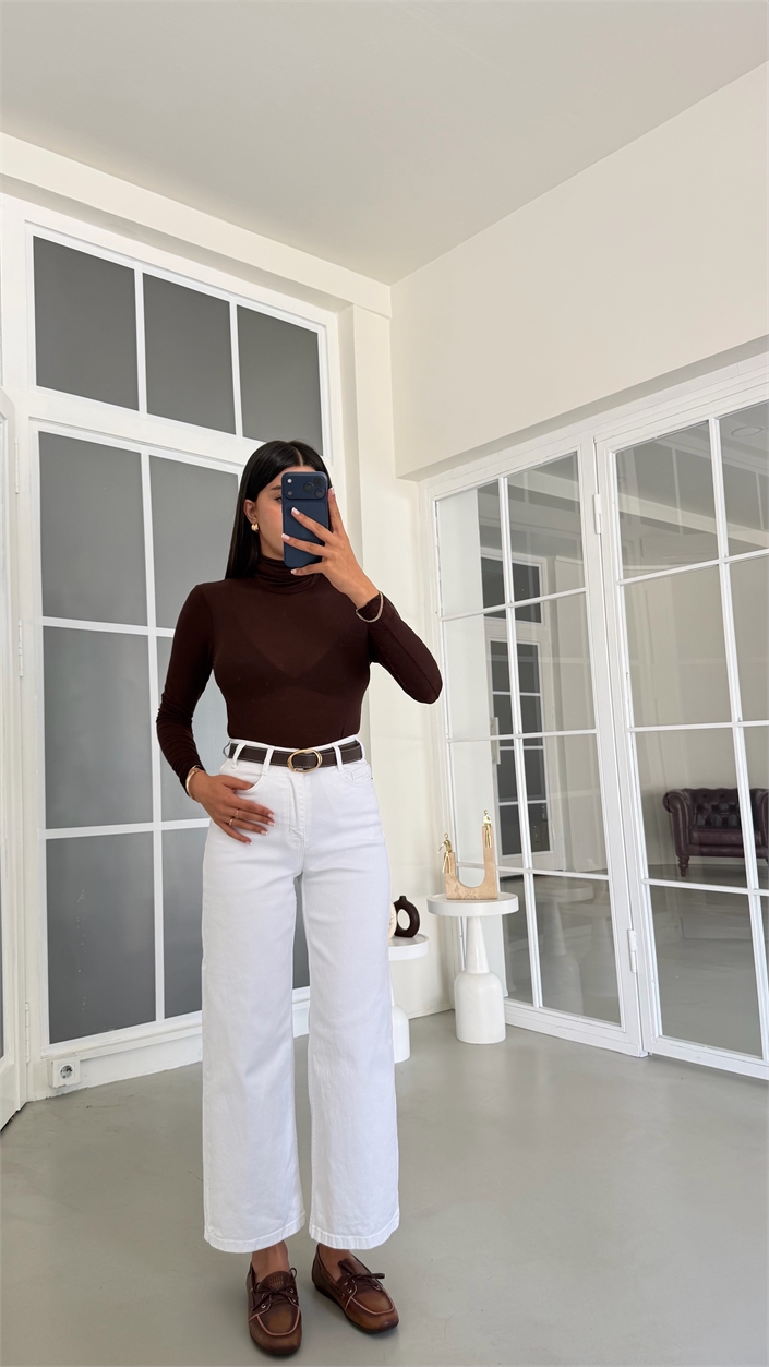 Beyaz ZR Model Kemerli Jean GAUS-02071