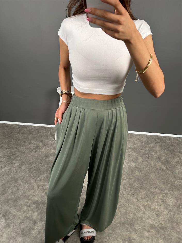 Flos Haki Oys Modal Kumaş Rahat Dokuma Pantolon