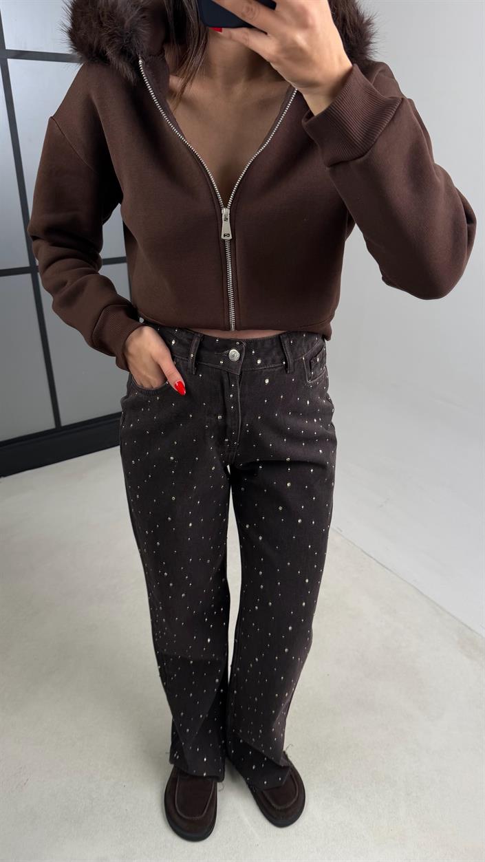 Acı Kahve Full Taş İşlemli Muadil Premium Jean GAUS-00965 GAUS-00972