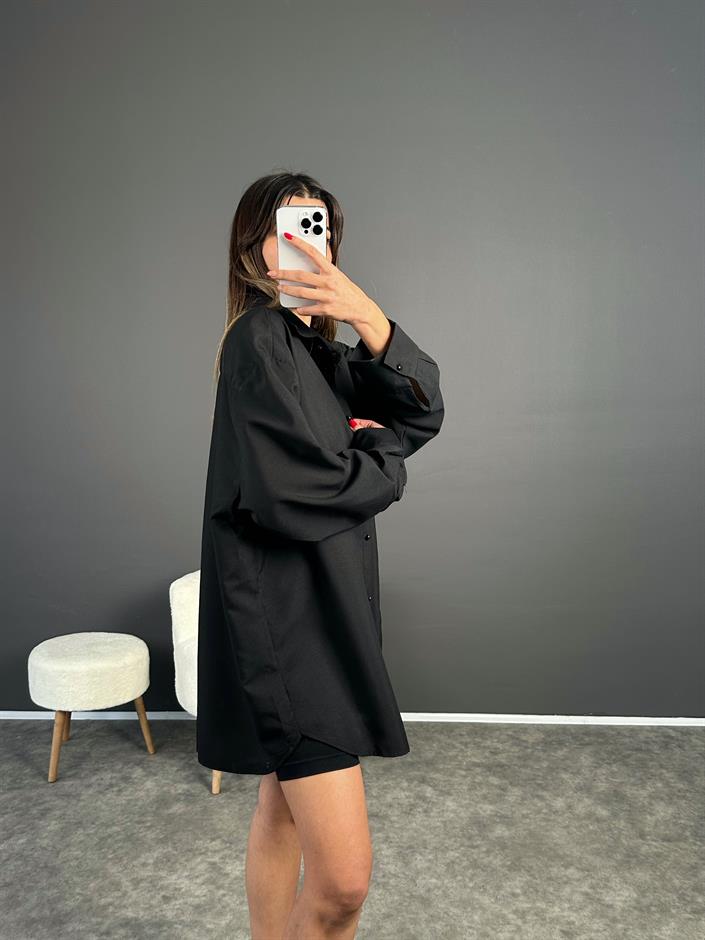 GK Siyah Oversize Gömlek 