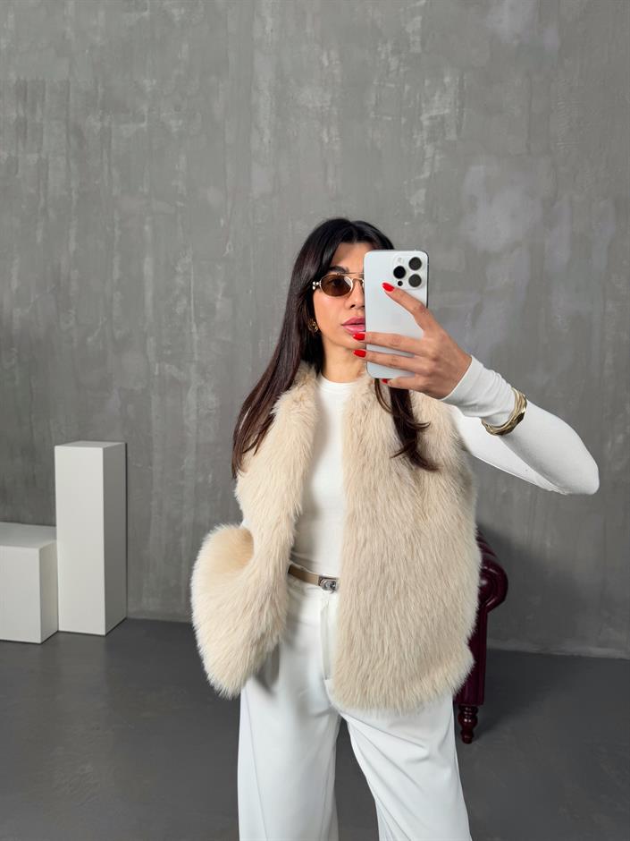 Tilly Taş Peluş Astarlı Kürk Yelek