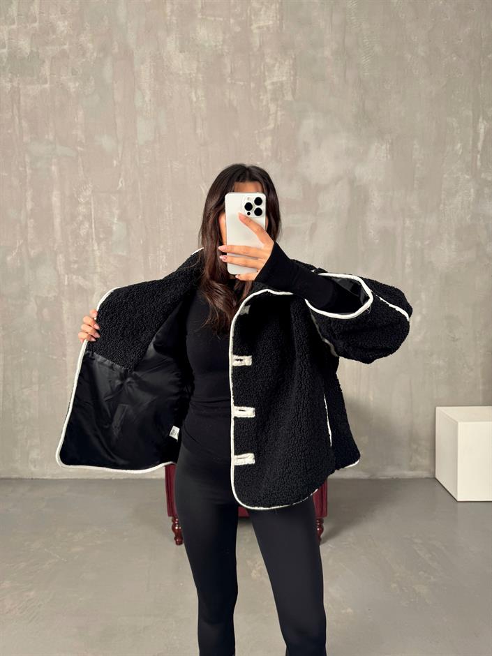 Hines Siyah Astarlı Peluş Mont