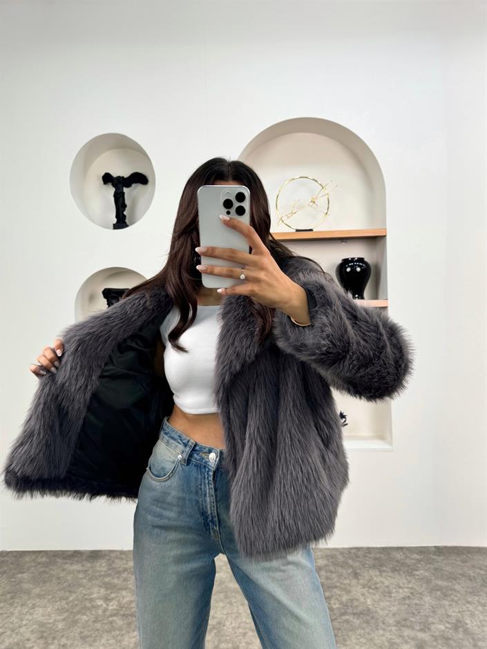 Tesia Antrasit ZR Muadil Astarlı Kürk