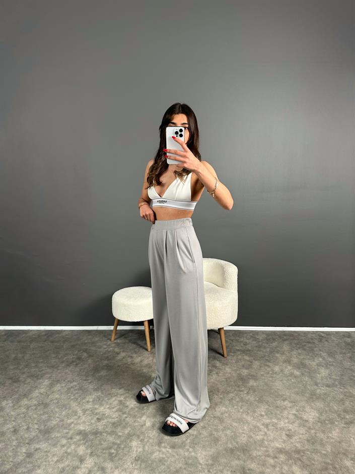 Anja Açık Gri Pike Modal Kumaş Pantolon