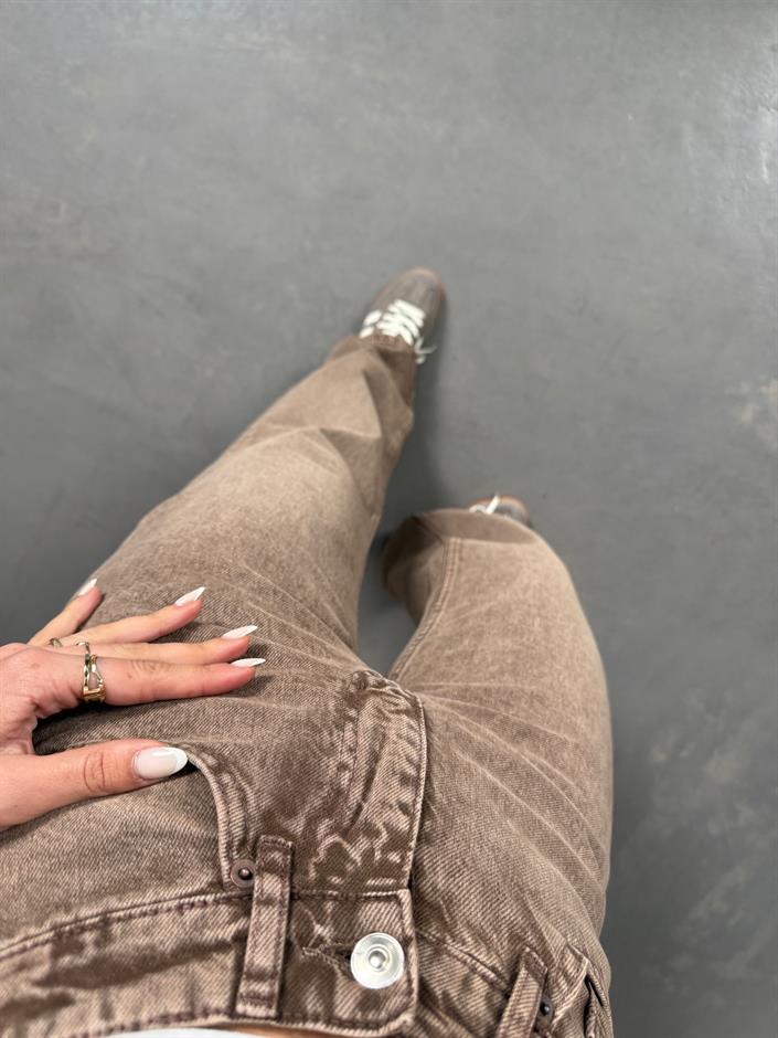 Ricco Yıkamalı Vizon Wide Leg Jean