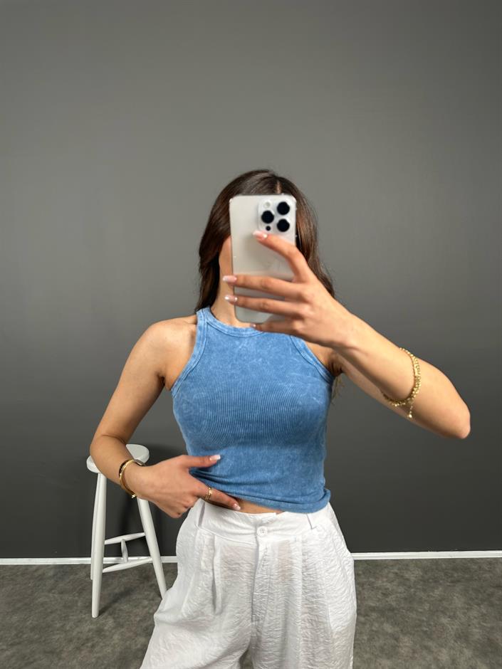 Mavi Eskitme Halter Atlet