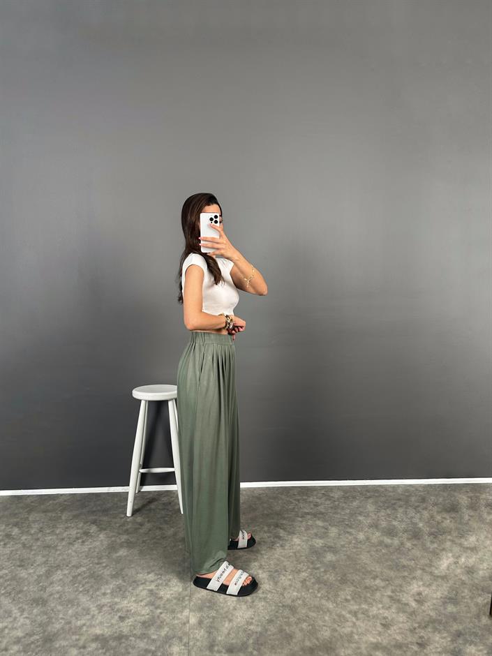 Flos Haki Oys Modal Kumaş Rahat Dokuma Pantolon