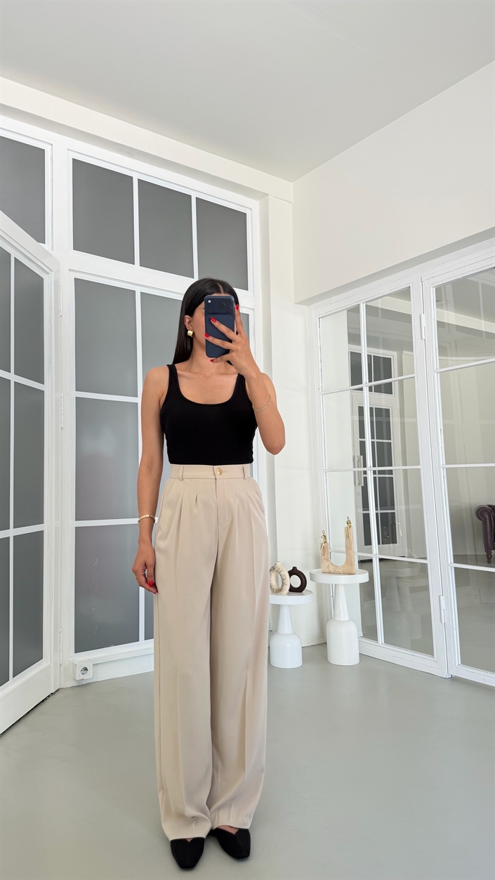 Taş Gold Düğmeli Tencel Pantolon GAUS-01844